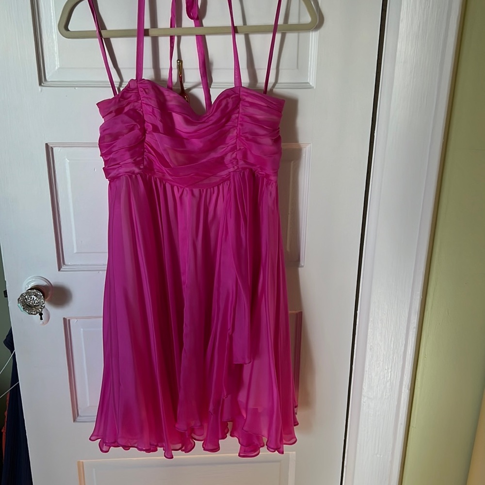 Alice and Olivia Pink Halter Chiffon Dress (Late 2000s)